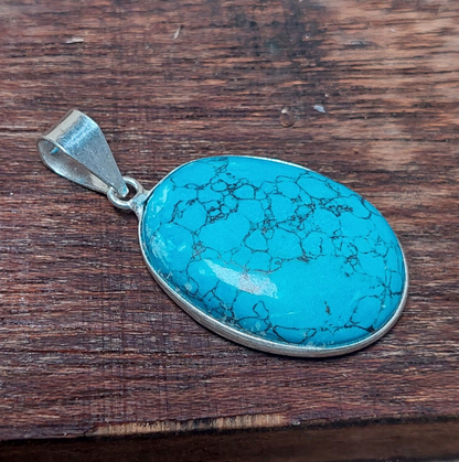 Sterling Silver Turquoise Gemstone Pendant Necklace,Women Pendant,Gift For Her