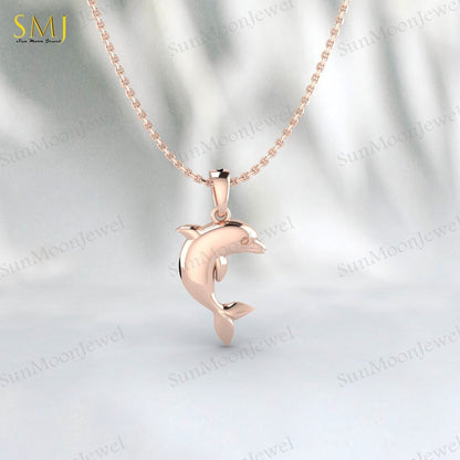 925 Sterling Silver Dolphin Necklace Dolphin Charm Pendant Ocean Animal Dolphin