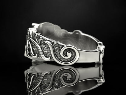 925 Sterling Silver US5-15 Men's Skull Pattern Gothic Biker Designer Look Ring