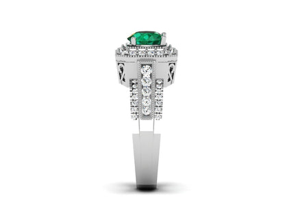 Natural Emerald Round Diamond Engagement Ring Anniversary Proposal Ring US5-15