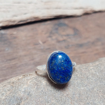 Natural Blue Lapis Lazuli Ring-Handmade Silver Ring-925 Sterling Silver Ring