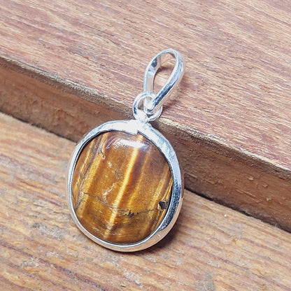 Natural Round Tiger Eye Gemstone Pendant,925 Sterling Silver Bride Necklaces