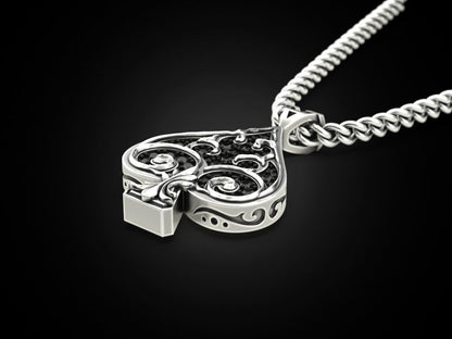 Silver Ace of Spades Poker Pendant Gift For Men and Women Playing Card Necklace