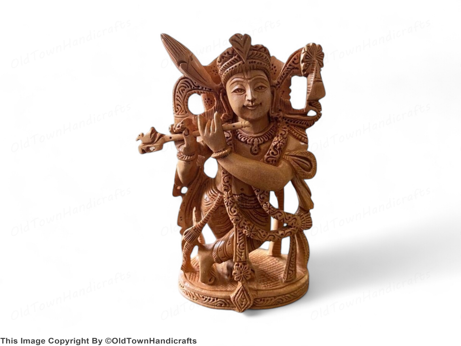 Krishana Murti Handcrafted 5 Inch Krishan ji Wooden Murti Indian Decor & Gift