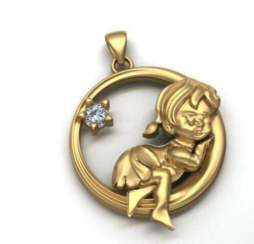 Brass Baby Pendant Cradle Angel Charm Love Cupid Lullaby DIY Jewelry Pendant