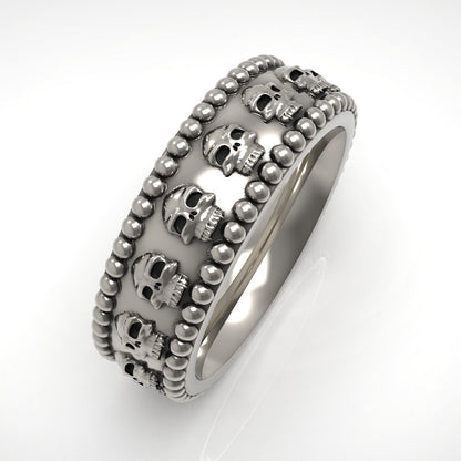 Gothic Skull Wedding Engagement Eternity Band 925 Silver Biker Skull Ring US5~15