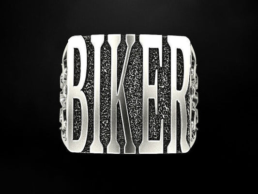 925 Silver Gothic Biker Ring Punk Number Signet Ring US5~15 Cool Gift for Him