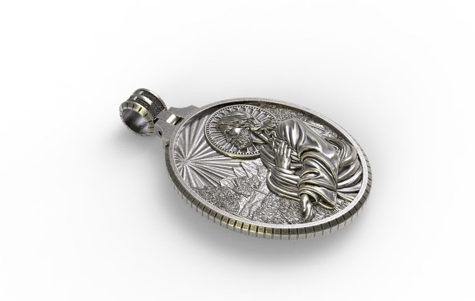 Solid 925 Silver Jesus Pendant Necklace Jesus Medal Gift for Men and Women
