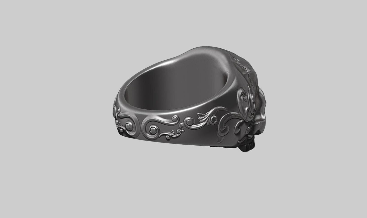 Silver Skull Ring Handmade Bold Gothic Heavy Biker Ring For Men Women US5~15