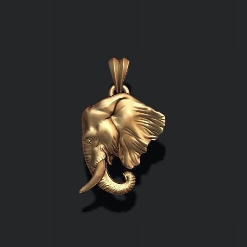 Elephant Head Brass Pendant Necklace Men Women Handmade Animal Charm Gift