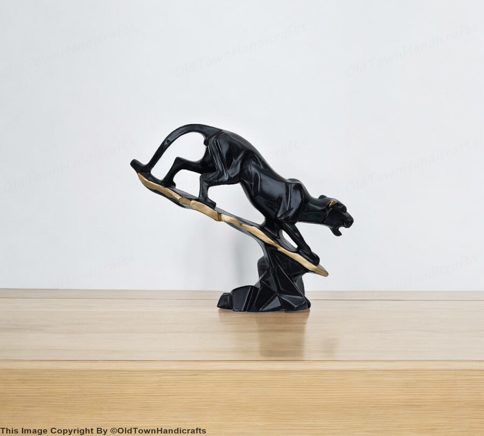 Handcrafted Black Panther Feng Shui Figurine Decorative Resin Showpiece Panther