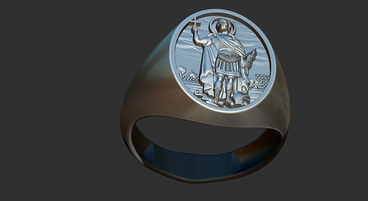 925 Sterling Silver Saint Expeditious Ring US5~15 Saint Benedict Santos Ring