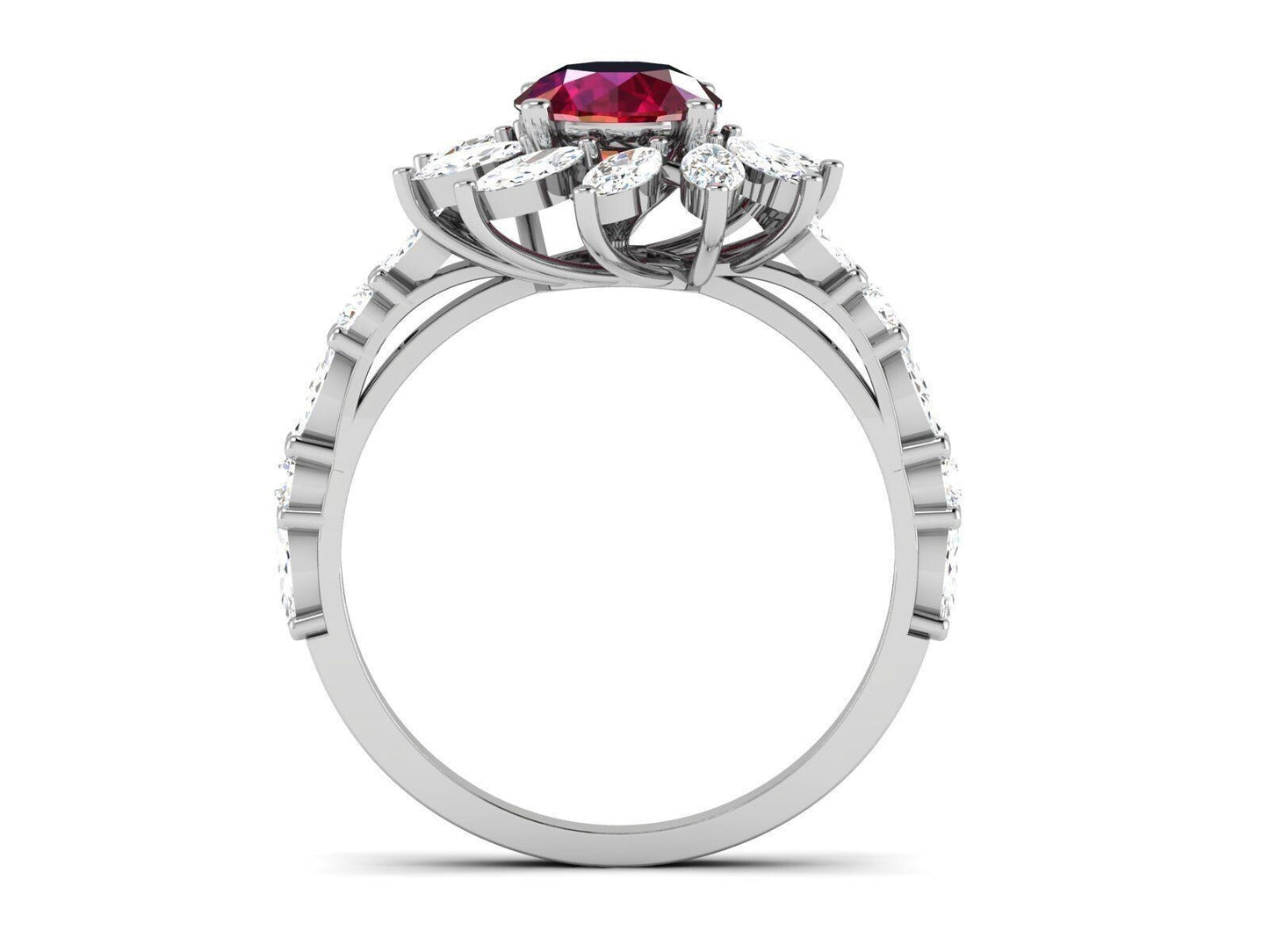 Natural Red Ruby Engagement Ring 925 Silver Moissanite Promise Women Ring US5-15