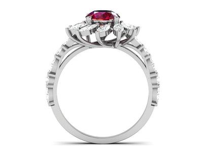 Natural Red Ruby Engagement Ring 925 Silver Moissanite Promise Women Ring US5-15