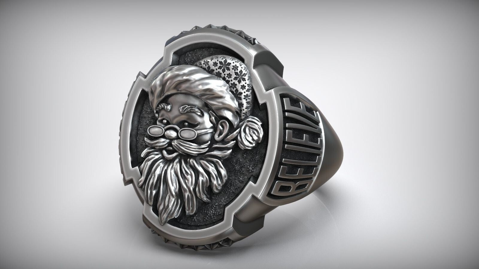 925 Sterling Silver Santa Claus Saint Nicholas Believe Ring Santa Ring US5 ~15