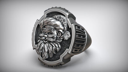 925 Sterling Silver Santa Claus Saint Nicholas Believe Ring Santa Ring US5 ~15