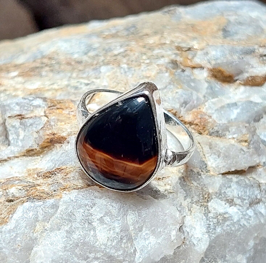 Black Slice Agate Ring,925 Sterling Silver Black Slice Agate Fashion Jewelry
