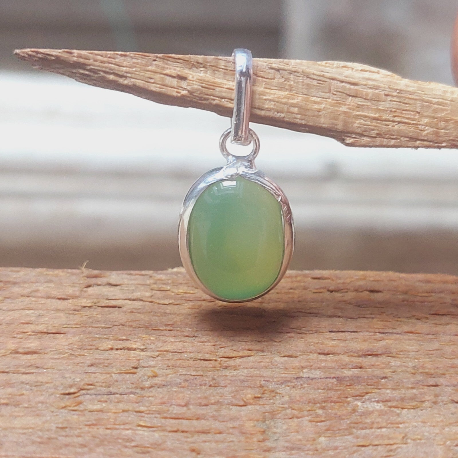 925 Sterling Silver Ovel Green Agate Pendant Pendant Layering Necklace,Wife Gift