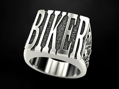 925 Silver Gothic Biker Ring Punk Number Signet Ring US5~15 Cool Gift for Him