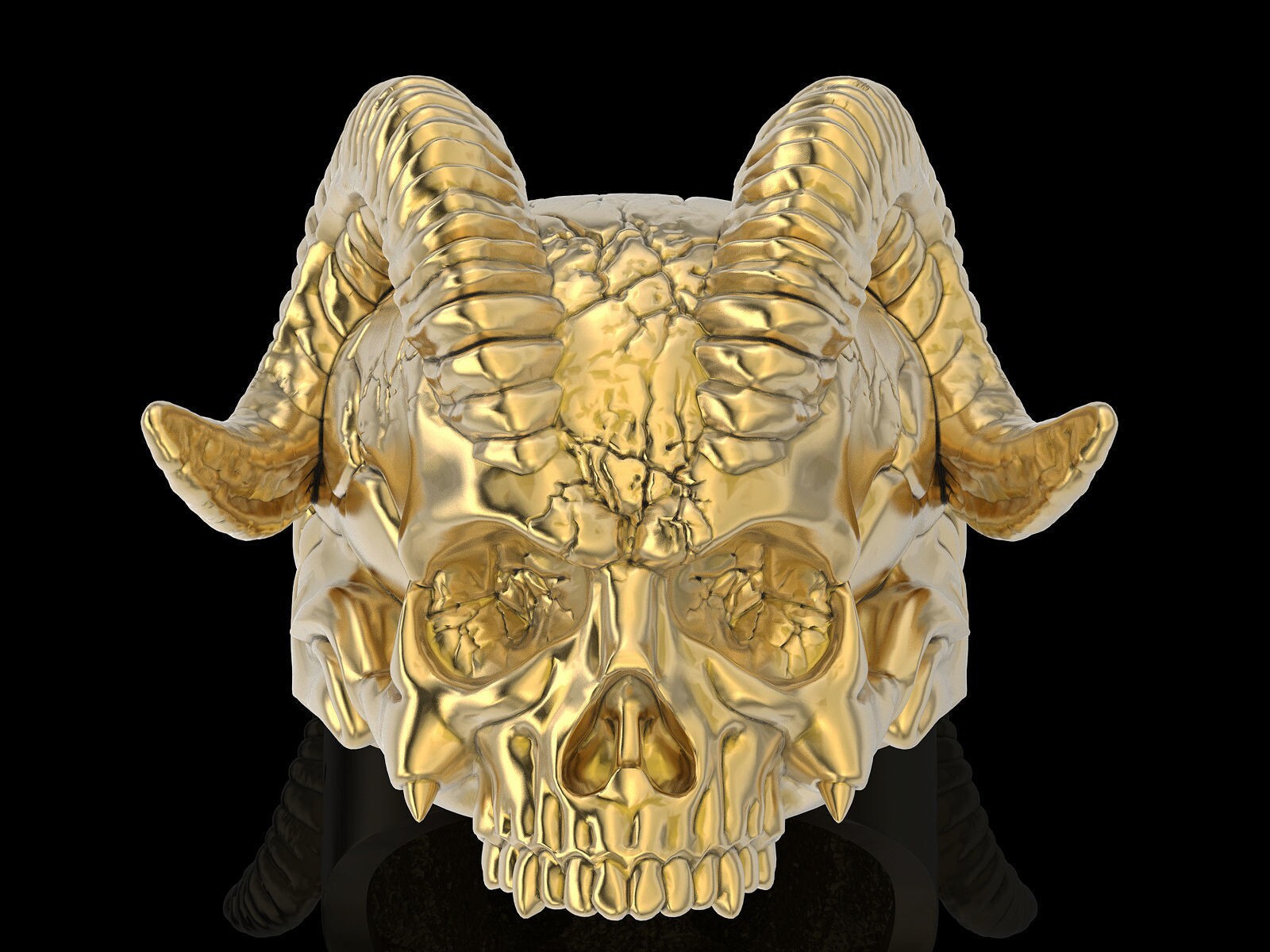 Brass Horn Tribal Gothic Biker Ring Skull Design US5~ 15 Retro Skull Men Ring