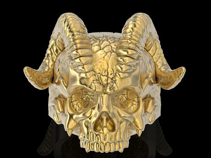 Brass Horn Tribal Gothic Biker Ring Skull Design US5~ 15 Retro Skull Men Ring
