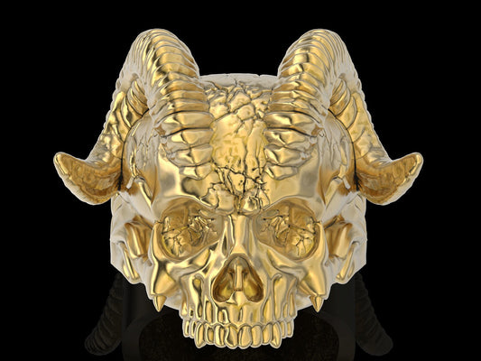 Brass Horn Tribal Gothic Biker Ring Skull Design US5~ 15 Retro Skull Men Ring