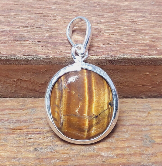 Natural Round Tiger Eye Gemstone Pendant,925 Sterling Silver Bride Necklaces