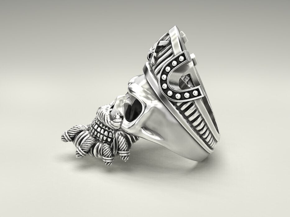 925 Sterling Silver Pirate Skull Ring US5~15 Vintage Biker Rider Gothic Ring