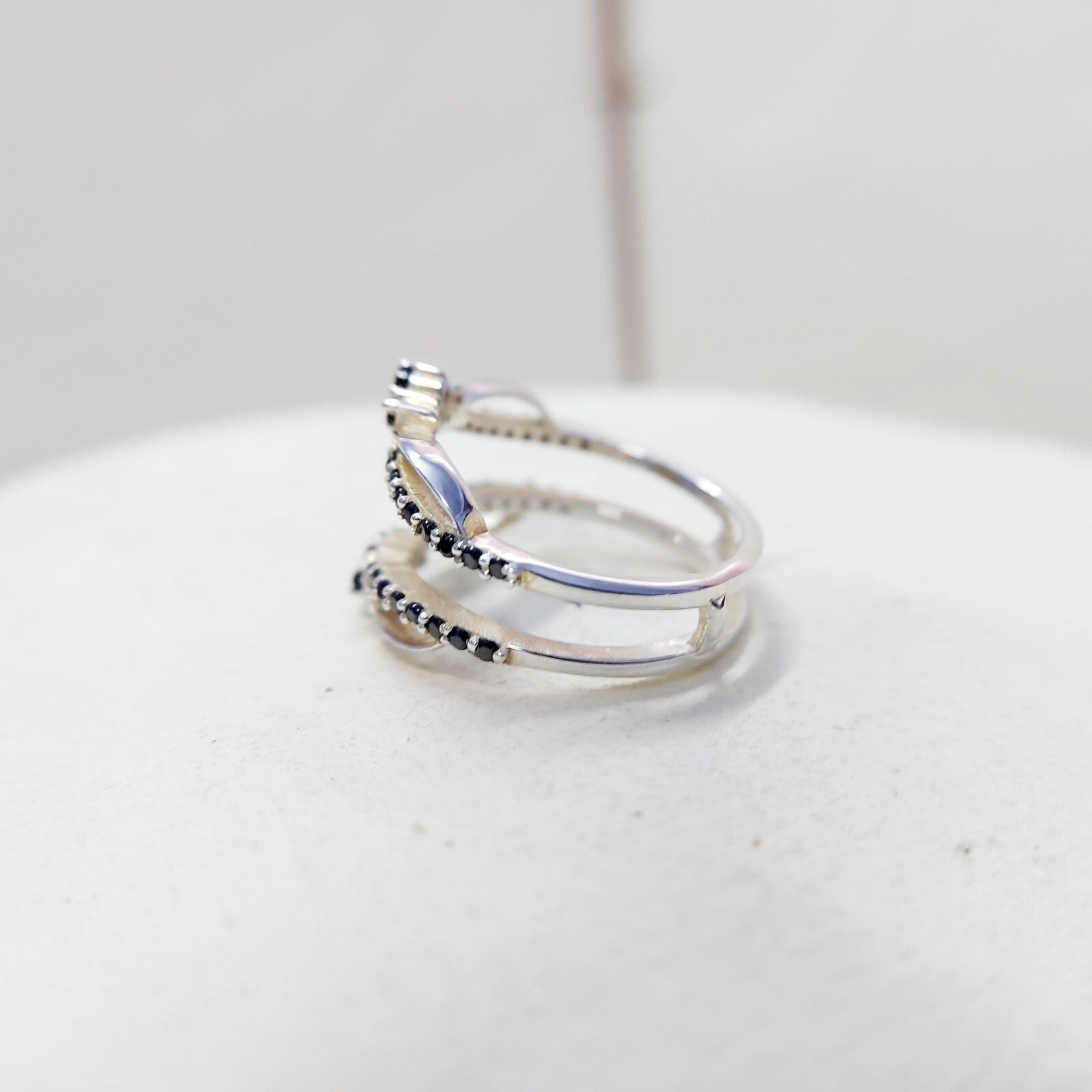 Black Sapphire Eternity Wedding Ring 925 Silver Women Gift Eternity Ring Us5~ 15