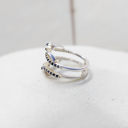 Black Sapphire Eternity Wedding Ring 925 Silver Women Gift Eternity Ring Us5~ 15