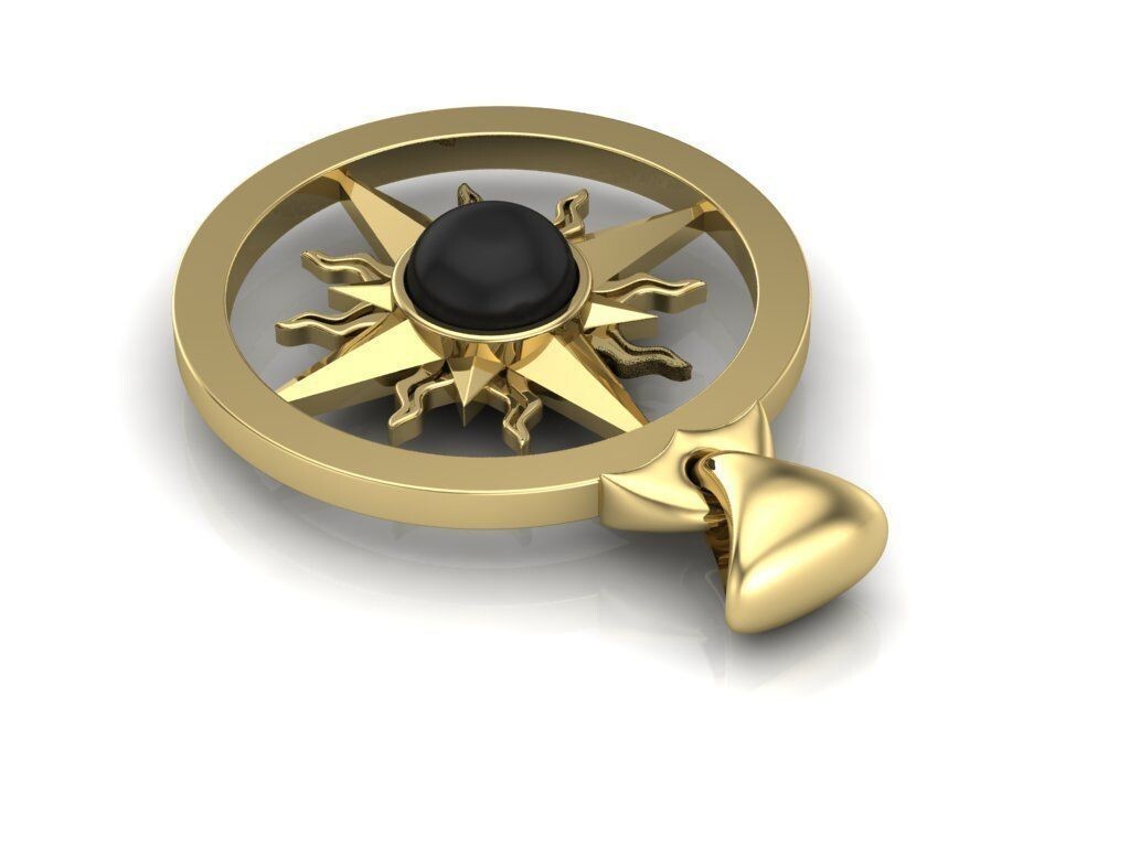Sun Pendant For Women Jewelry Gift Classic Brass Sunflower Black Gem Necklace