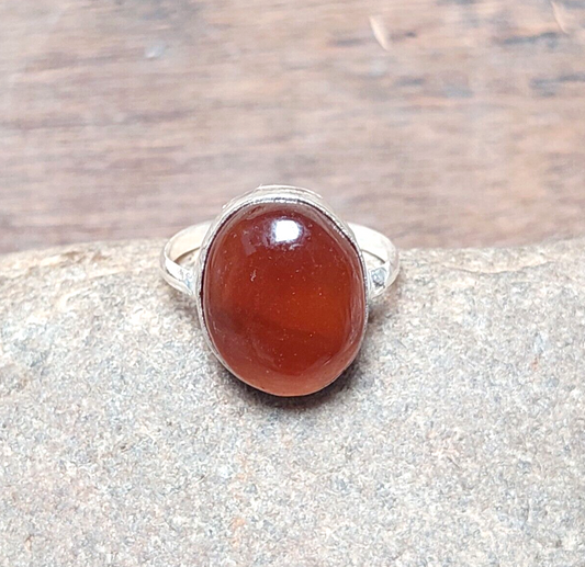 Silver Solid Oval Red Carnelian Ring,925 Sterling Silver Ring,Engagement Ring