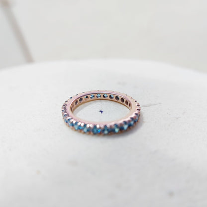 Eternity Topaz Band London Blue Topaz Gemstone Wedding Band Silver Ring Us5~15