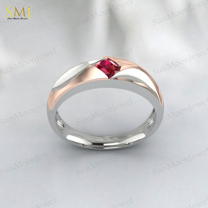 Two Tone Engagement Rings For Couples Lab Created Red Ruby Rings 925 Silver