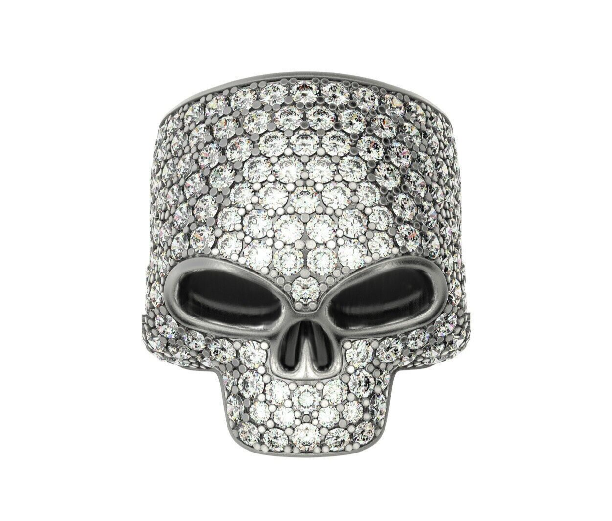 Full Moissanite Handmade Skull Ring Biker Punk Gothic Jewelry 925 Silver US7~15