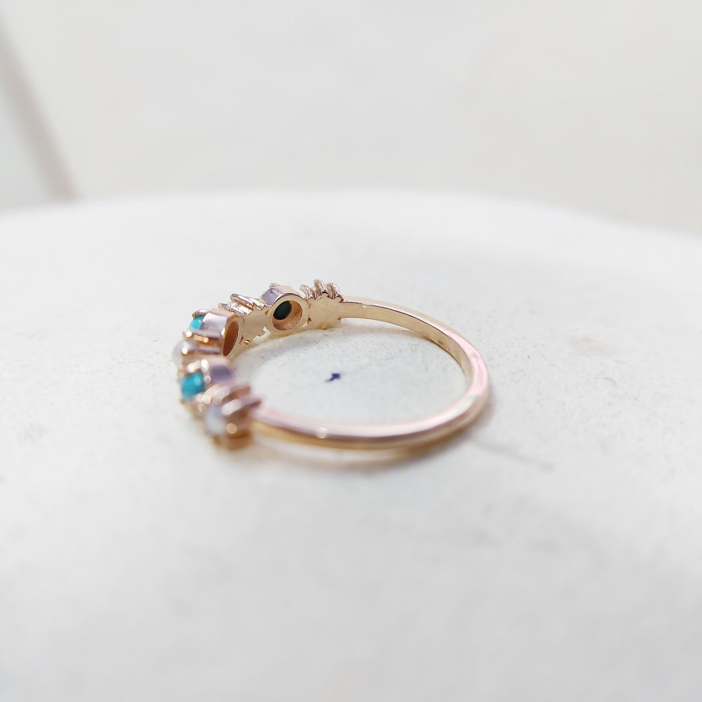 Turquoise Pearl Half Band Gemstone Wedding Engagement Ring For Women Gift Us5~15