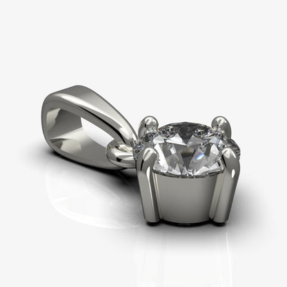 Silver Round Classic CZ Diamond Solitaire Pendant Necklace Gift for Women Men
