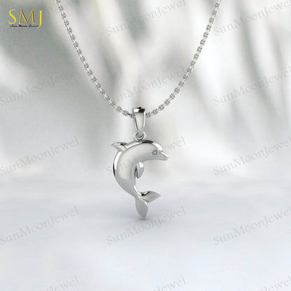 925 Sterling Silver Dolphin Necklace Dolphin Charm Pendant Ocean Animal Dolphin