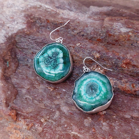 Green Solar Quartz 925 Sterling Silver Handmade Earrings Solar Gemstone Earrings
