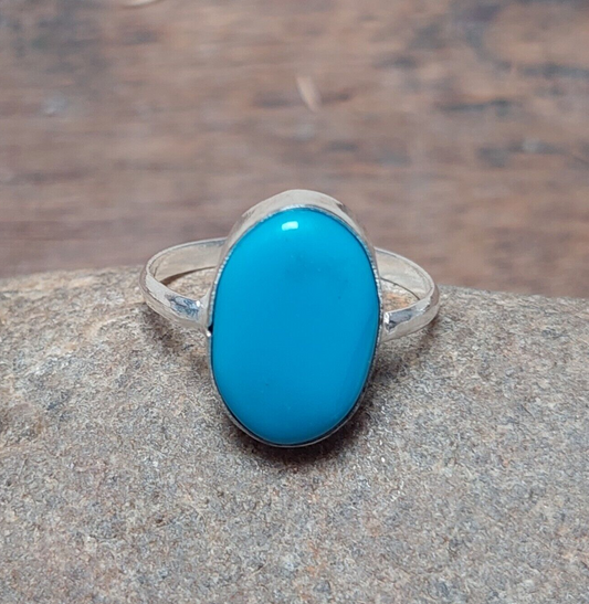 Small Blue Turquoise RIng 925 Sterling Silver Handmade Women Ring Gift for her