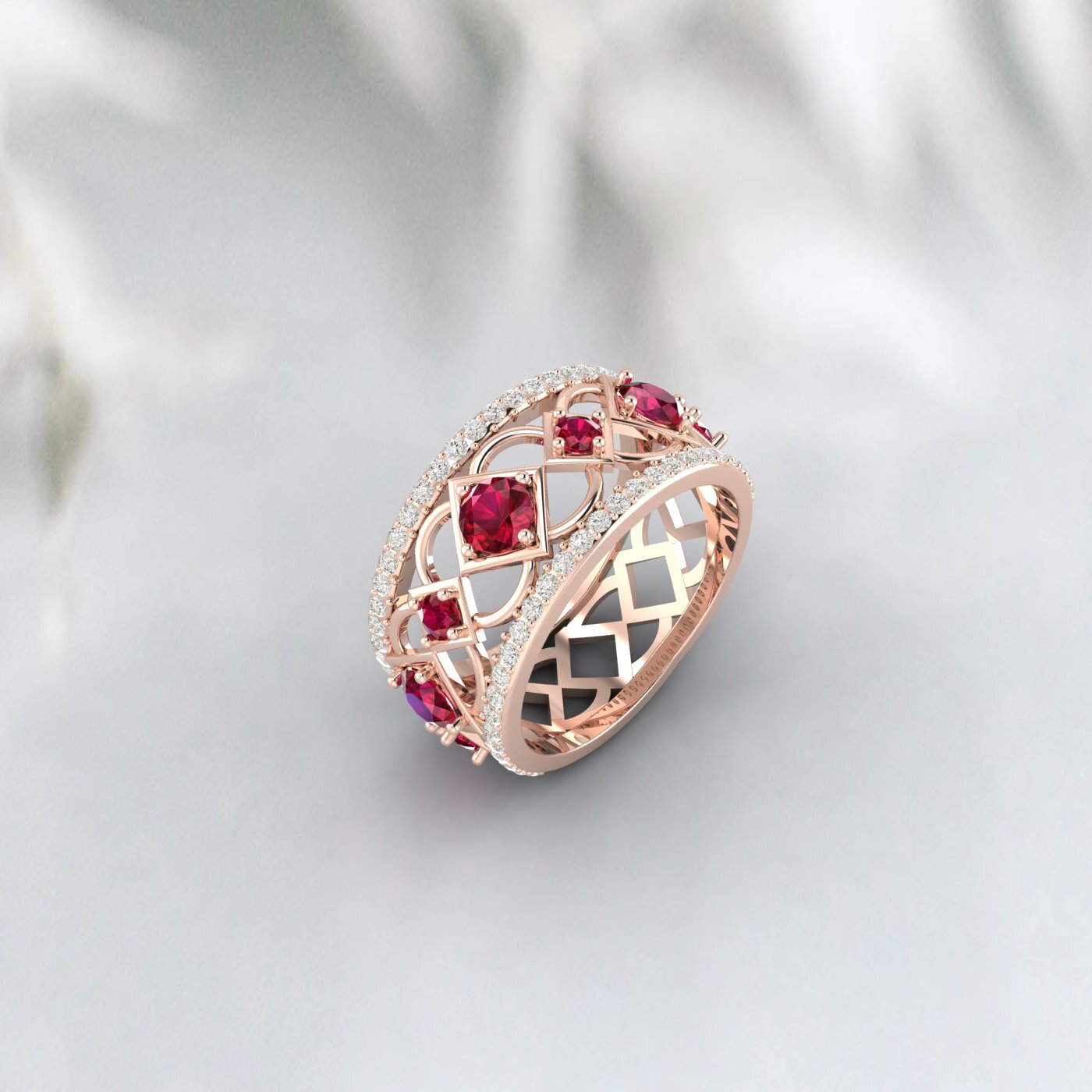 Natural Ruby 925 Sterling Silver Rose Gold Promise Ring Wedding Anniversery Gift