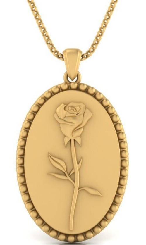 Vintage Rose Pendant Women Necklace Brass Choker Flower Charm Gift for Him Her