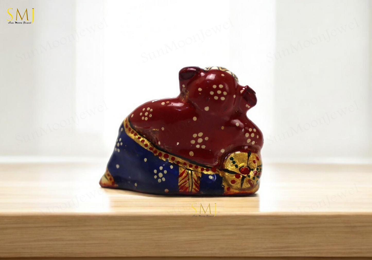 Sleeping Ganesh Statue Ganesha Hand Painted Meenakari Hindu God for Home Decor