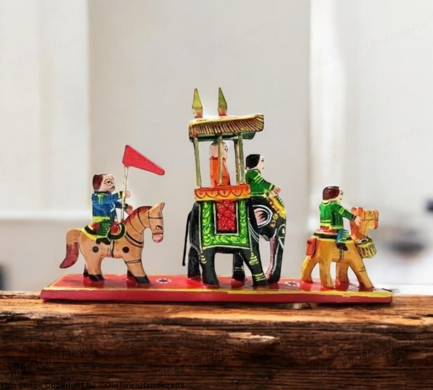 Rajasthani Wooden Art Royal Maharaja Procession Home Decor Handpainted Toy