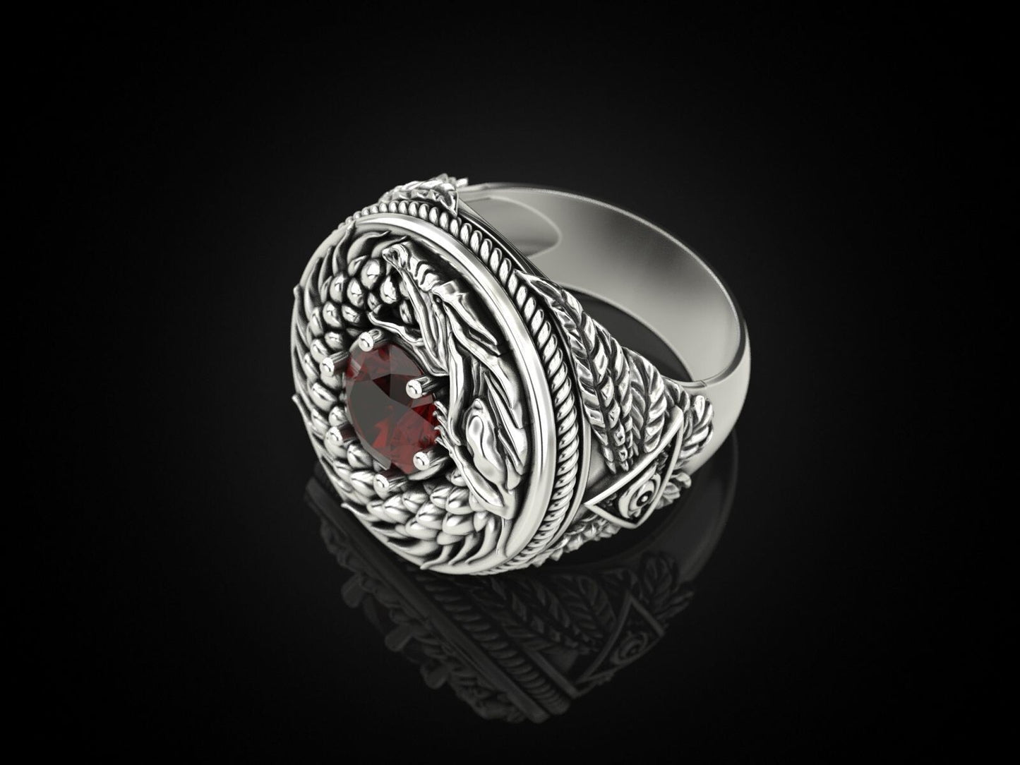 925 Sterling Silver Ouroboros Dragon Serpent Ring Handmade Ring Men Size 5-15