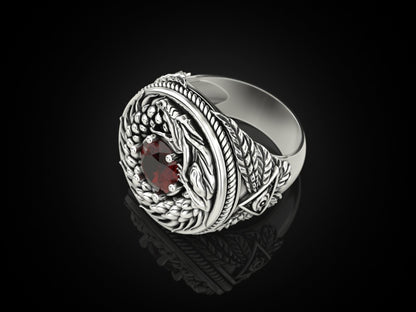 925 Sterling Silver Ouroboros Dragon Serpent Ring Handmade Ring Men Size 5-15