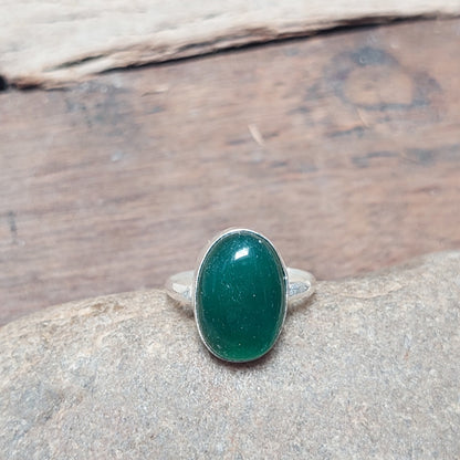 Oval Green Onyx Men's Ring,925 Sterling Silver Handmade Ring,Gift for Him