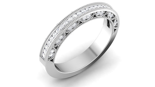 925 Silver CZ Round Cut Eternity Engagement Wedding Band Ring Women Gift US5~ 15
