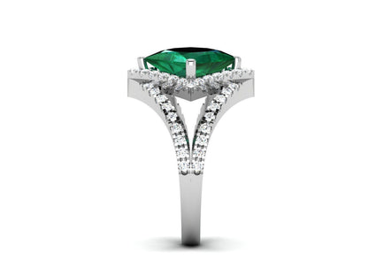Emerald Cut Natural Emerald Diamond Ring 925 Sterling Silver Wedding Ring US5-15