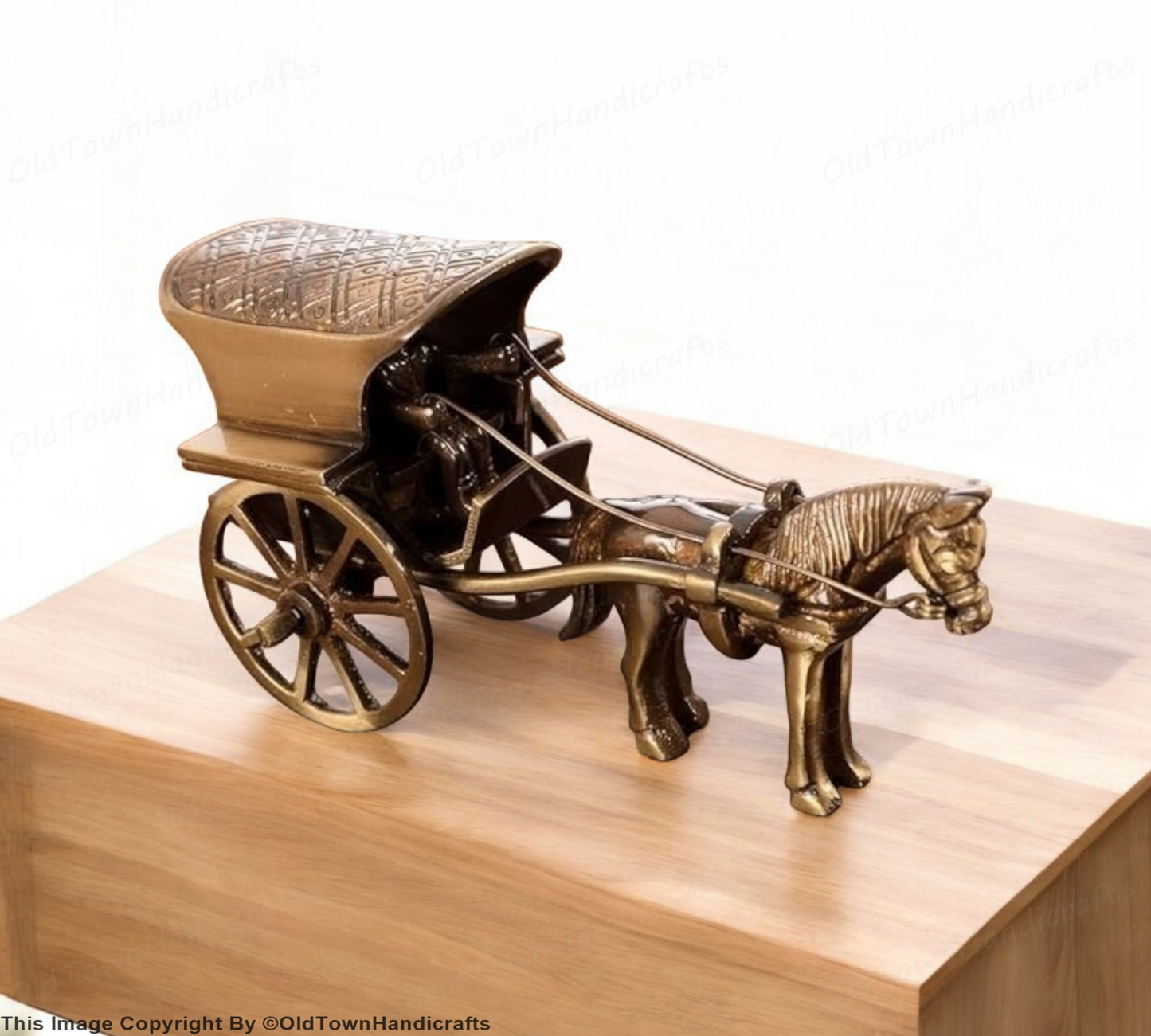 Antique Finish Brass Horse Carriage Showpiece Elegant Home Decor Unique Gift